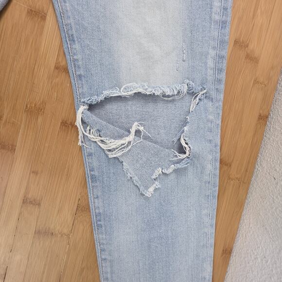 Moussy Vintage Jeans Size 28 Blue Skinny Distressed Raw Hem Japan Preppy Denim - Picture 4 of 8